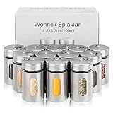 Wonnell 12 Stück Gewürzgläser Set mit Schraubkappe,100ml Edelstahl...