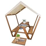 Meppi Kinder-Sitzgruppe Pellworm - braun aus Holz mit Dach - Tisch Stuhl...