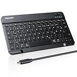 TECKNET Wiederaufladbare Bluetooth-Tastatur, mit 80cm USB Kabel, Ultra Dünn...