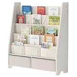 HEYOUTH Bücherregal Kinder aus Massivholz mit 2 Boxen & 4 offenen Fächern...