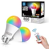 Aigostar LED E27 Lampe Farbwechsel, 8W äquivalent 60W, RGB Glühbirne mit...