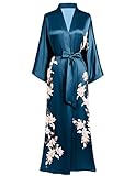 BABEYOND Damen Morgenmantel Kimono Blumen Zweig Gedruckt Maxi Lang Damen...
