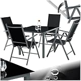 tectake® Gartenmöbel Set mit Tisch und 4 klappbaren Stühlen mit Verstellbarer...
