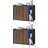 SONGMICS HOME Superschnelle werkzeuglose Montage, Sideboard mit Beleuchtung, 2er...