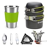 Odoland Camping Geschirr Set 10-teiliges Outdoor Kochgeschirr Aluminium Camping...