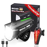 BOLEi LED Fahrradlicht Set 100 LUX,StVZO Zugelassen Fahrradlampe,...