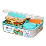 Sistema Bento Box TO GO Brotdose mit Fächern | 1,65 L Lunchbox mit Joghurt-...