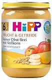 HiPP Bio Frucht & Getreide Feiner Obst-Brei mit Vollkorn, 6er Pack (6 x 190 g)