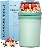 Müslibecher to Go 600ml+270ml,Joghurtbecher to Go Kinder mit Löffel,Müsli Cup...