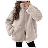 Generisch Winterjacke Damen - Teddyjacke Fleecejacke Teddyfleece Teddy...