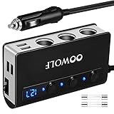 OOWOLF Zigarettenanzünder Verteiler, QC 3.0 180W 12V/24V, Adapter Auto...