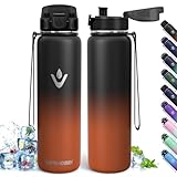Trinkflasche Edelstahl, 1L BPA-Frei, Thermosflasche, Auslaufsicher,...