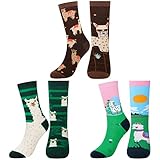 Jeasona 3 Paare Lama Socken Damen 39-42 Lustige Alpaka Geschenk für Frauen...