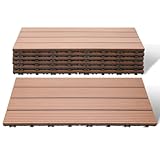 Lospitch WPC Terrassenfliesen 30x60cm 6er Set für 1m² in Holzoptik für Garten...