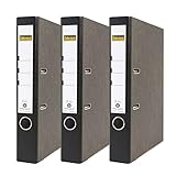 Idena 90082 - Ordner für DIN A4, 5 cm schmal, Wolkenmarmor, schwarz, 3 Stück
