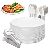Yidaxing 200 Stück Einweggeschirr Set, Partygeschirr Biologisch Abbaubares,...