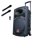 Mobile PA Sound Anlage Akku-MP3-USB-SD inkl. Funkmikrofone 700W Soundsystem...