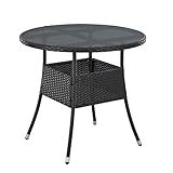 Juskys Polyrattan Gartentisch Yoro wetterfest - Balkontisch Ø 80 cm rund -...