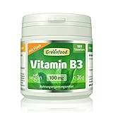 Greenfood Vitamin B3 (Niacin), 100 mg, hochdosiert, 180 Tabletten, vegan - OHNE...