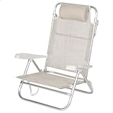 AKTIVE Klappbarer Strandstuhl, 8 Positionen, Beige, 48 x 49 x 82 cm, Inklusive...