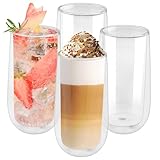 Shodiffy Doppelwandige Latte Macchiato Gläser,4er Set 270 ML Cappuccino Tassen...