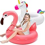 SLOOSH Einhorn-Flamingo-Schwimmring für den Pool – 2Pack aufblasbare...