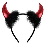 GDLOKFU Teufelsohren Teufel Ohren Haarband Haarreifen mit Teufel Hörner Ohren...