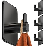 4smile Handtuchhalter ohne Bohren, 4er Set - Schwarze Edelstahl Klebehaken als...