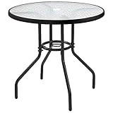 Yaheetech Ø70 cm Gartentisch Bistrotischrund Glastisch, Pflegeleichter...