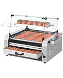 VEVOR Hot Dog Maschine 11 Rollen Edelstahl, 2400 W, Elektrogrill mit...