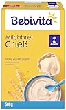 Bebivita Milchbrei Grieß (4x500g), ab 6. Monat, ohne Zuckerzusatz, gut...