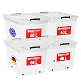 ATHLON TOOLS 4x 60 L Aufbewahrungsboxen mit Deckel, lebensmittelecht -...
