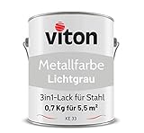 Viton Metallfarbe in Grau - 0,7 Kg Metall-Schutzlack Seidenmatt - Dauerhafter...