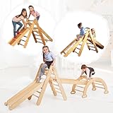 Goodevas 4 in 1 Montessori Indoor Klettergerüst Set für Kinder - Holz Pikler...