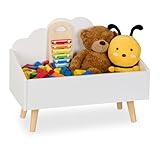 Relaxdays Kindertruhe, Wolken-Design, HxBxT: 45x58x28 cm, MDF, für Bücher &...