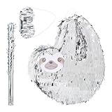 Relaxdays Pinata Set, 3tlg., Faultier-Form, zum Aufhängen, Kinder, Mädchen &...