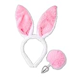 Agoky 2/3 Pcs Hase Set Plüsch Schwanz mit Haarreifen Maske/Haase Stirnband mit...