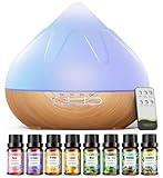Aroma Diffusor Set für Ätherische Öle 500 ML, 8 x10 ML Ätherische Öle,...