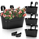 KINGLAKE 4 Stück 27CM Blumentöpfe zum Aufhängen Hängend，Schwarz Blumentopf...
