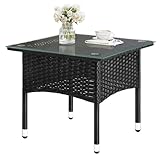 WOLTU Polyrattan Beistelltisch, Balkontisch klein, Gartentisch wetterfest,...