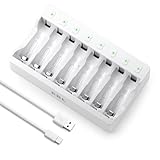 EBL Akku Ladegerät für AAA AA NI-MH, NI-CD Akkus 8 Fach Batterie Ladegerät,...