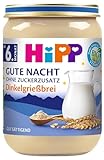 HiPP Bio Gute Nacht Dinkelgrießbrei (6 x 190g), Babymilchbrei ab 6. Monat, ohne...