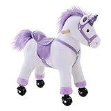 HOMCOM Reitpferd auf Rollen 60 cm Stehpferd mit Sattel, Sound Spielpferd zum...
