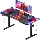 HLONONE Höhenverstellbarer Schreibtisch 120 x 60 cm，Gaming Tisch mit...