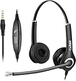 PC Headset Handy für Smartphone Computer Laptop, 3,5mm Klinke Kopfhörer Handy...