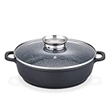 GSW Gourmet Servierpfanne aus Granit mit Aroma Glasdeckel, Pfanne Induktion mit...