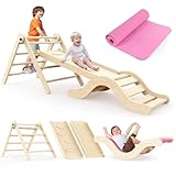 Montessori Indoor Spielset: 7-in-1 Klettergerüst mit Rutsche, Bogen & Matte...