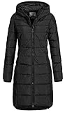 Eight 2 Nine Damen Steppmantel LETN-039 Lange Stepp-Jacke mit Kapuze black L