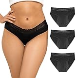 ZENAPHYR 3er Set Perioden Unterhosen Damen Schwarz Bio Baumwolle - Waschbare...