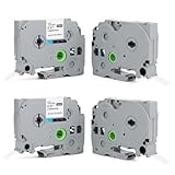 4 x Kompatibel für Brother P-Touch Bänder 12mm Kompatibel mit P Touch...